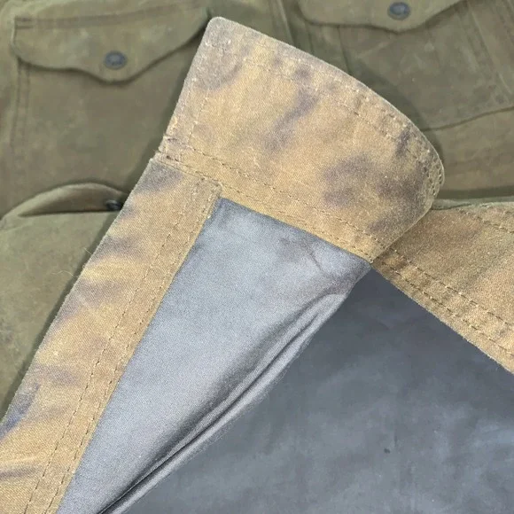 vtg Filson Tin Cloth Upland Game Field Jacket USA Made Size Medium Rear Pocket - Picture 10 of 13